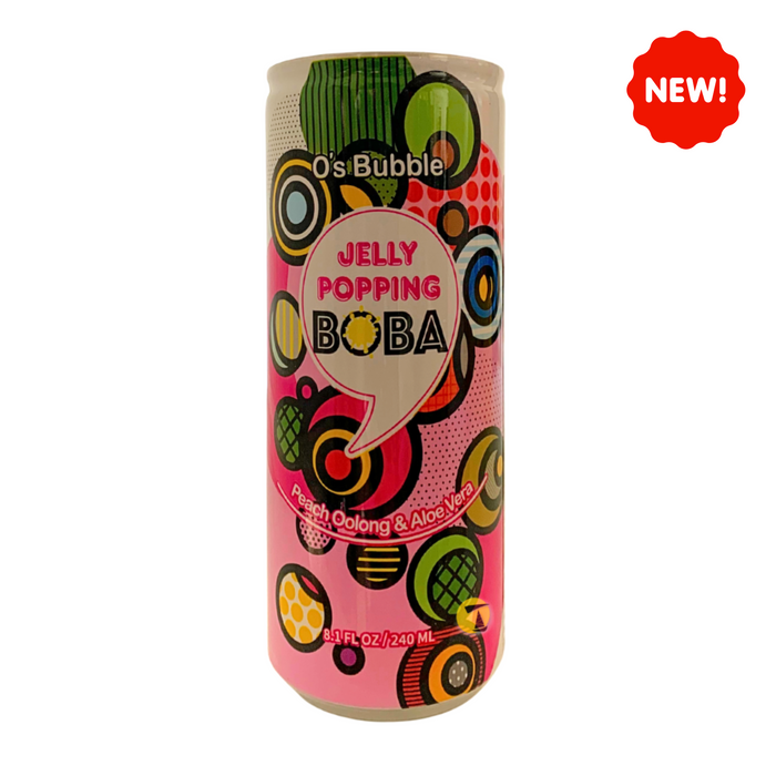 O's Bubble Jelly Popping Boba - Peach Oolong & Aloe Vera Drink - 240ml