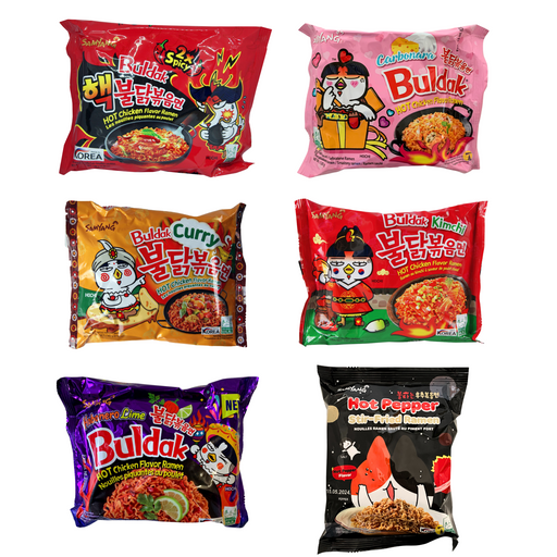 Samyang Buldak Spicy Ramen Noodles Challenge Assorted Box (Pack of 6)