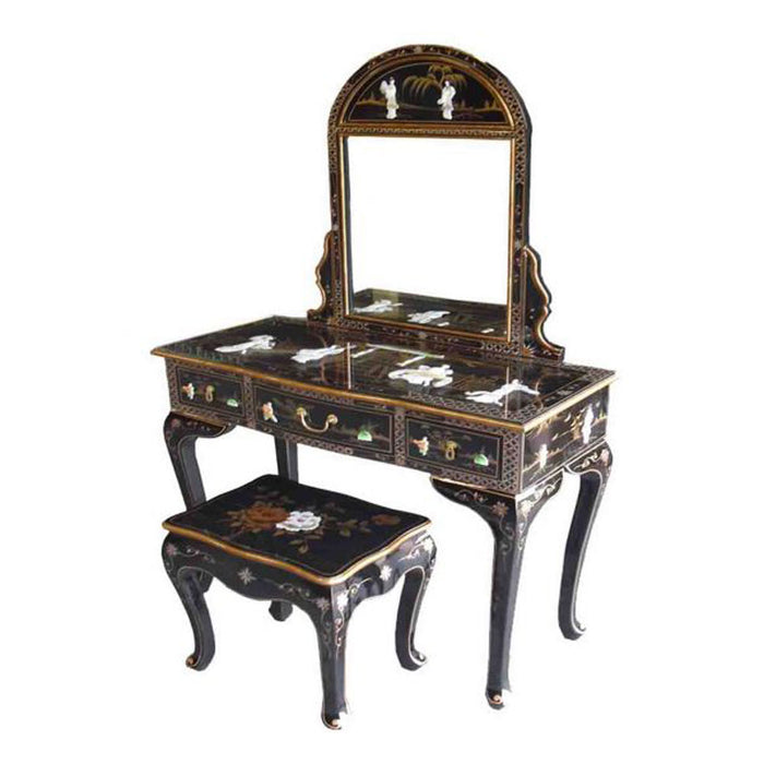Mother of Pearl Dressing Table with Mirror & Stool