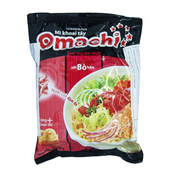 Omachi Stewed Beef Flavour Instant Potato Noodles - 82g