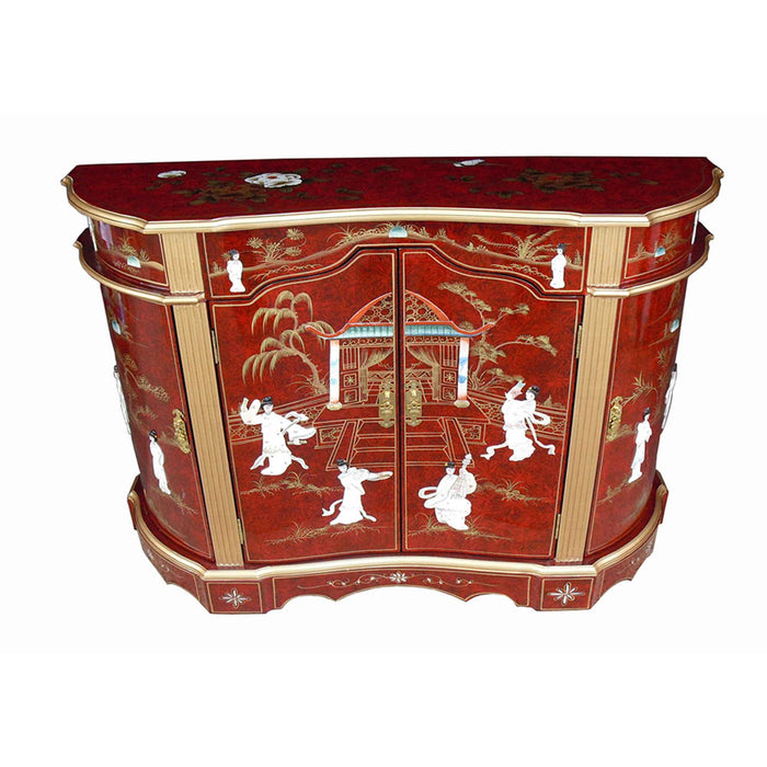 Red Lacquer Mother of Pearl Sideboard