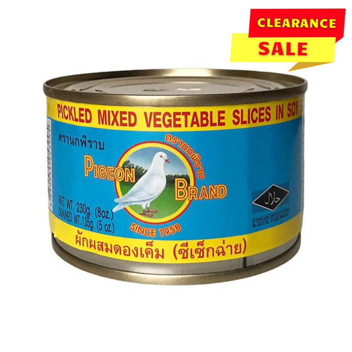 Pigeon Brand Pickled Mixed Vegetable Slices in Soy Sauce - 230g - BB: 13/01/2024
