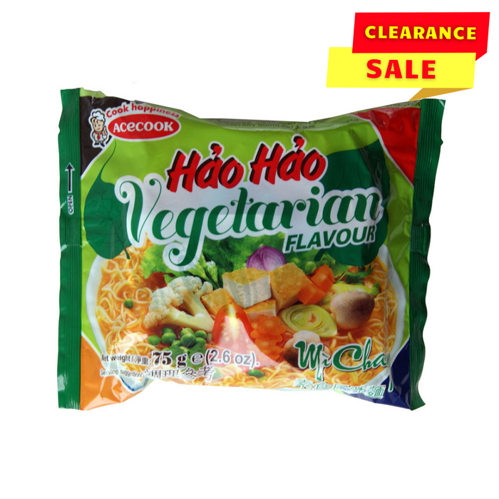 Acecook Hao Hao Vegetarian Flavour Instant Noodles - 75g - BB: 31/03/2024