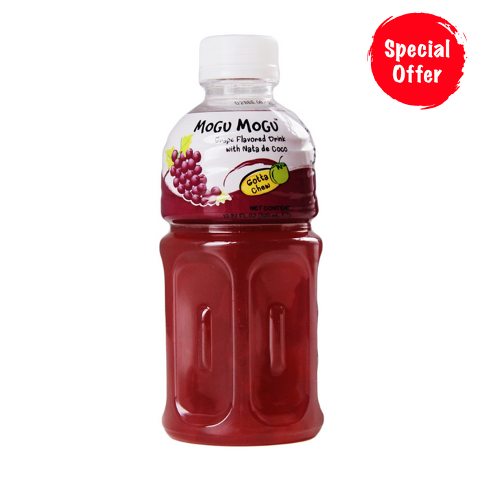 Mogu Mogu Grape Flavoured Drink with Nata de Coco - 320ml - BB: 20/05/2024