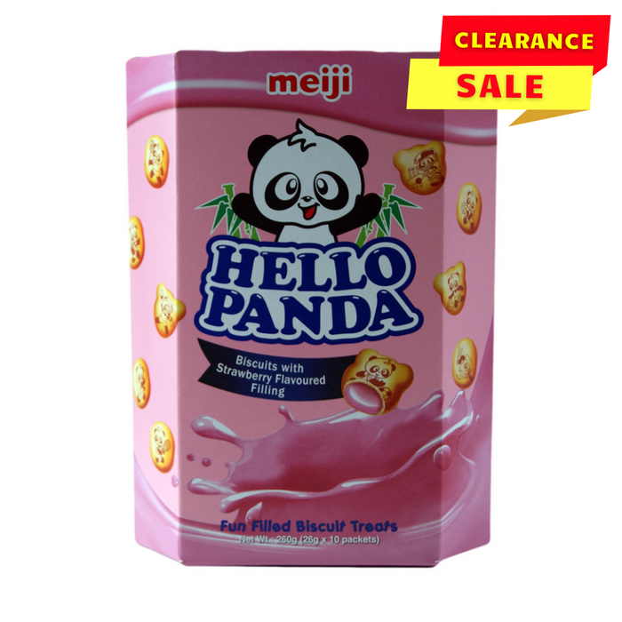 Hello Panda Strawberry Filled Biscuits - 10 x 26g Packets - BB: 31/03/2024
