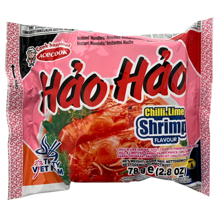 Acecook Hao Hao  Chilli & Lime Shrimp Flavour Noodles - 78g