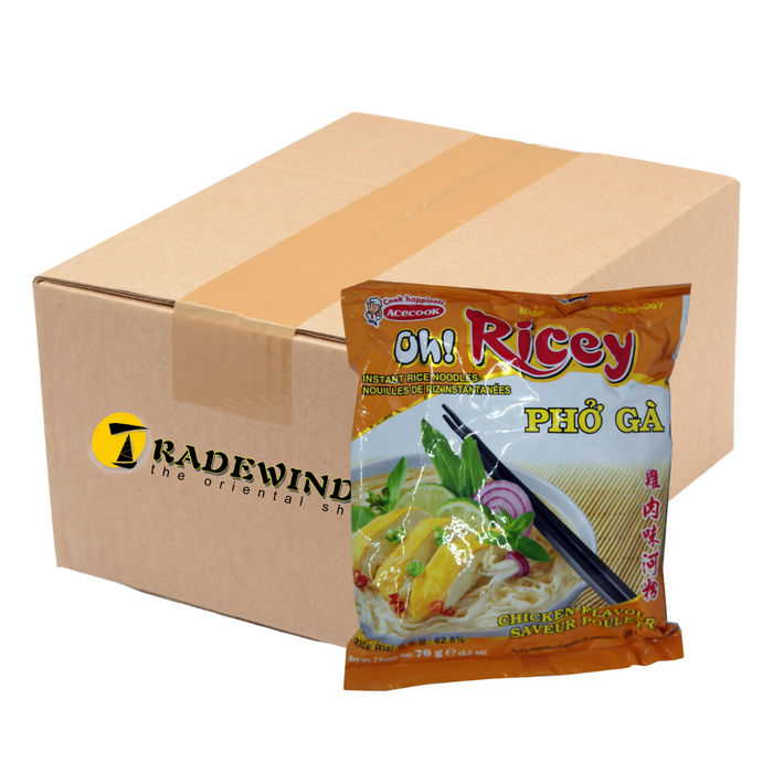 Acecook Oh! Ricey Instant Rice Noodles Chicken Flavour - 24 Packets