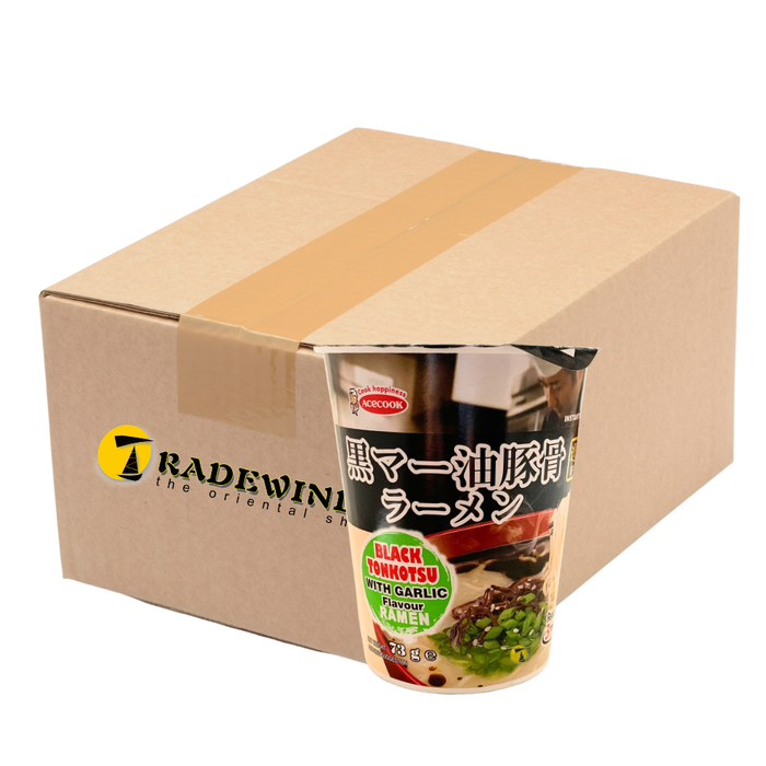 Acecook Ippin Black Tonkotsu With Garlic Ramen Flavour Instant Cup Noodle - 16x73g