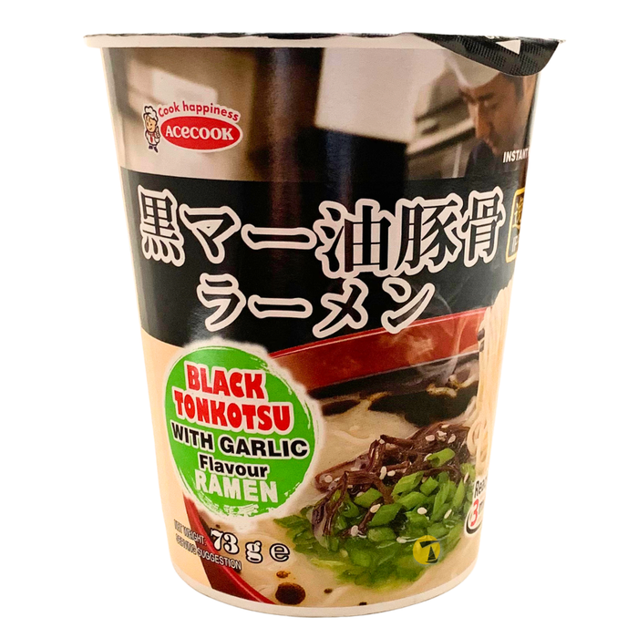 Acecook Ippin Black Tonkotsu With Garlic Ramen Flavour Instant CUP Noodle - 73g