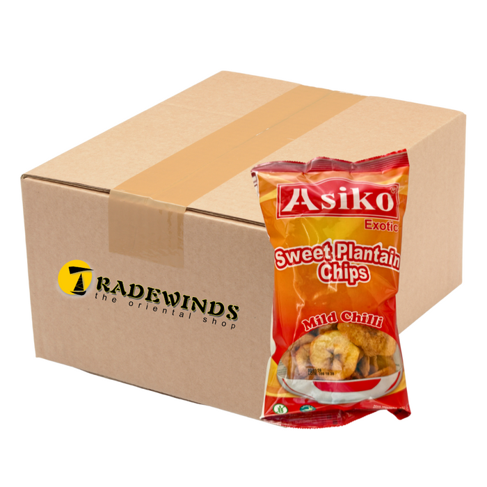 Asiko Exotic Crisps Ripe Plantain - Mild Chilli Flavour - 24x75g