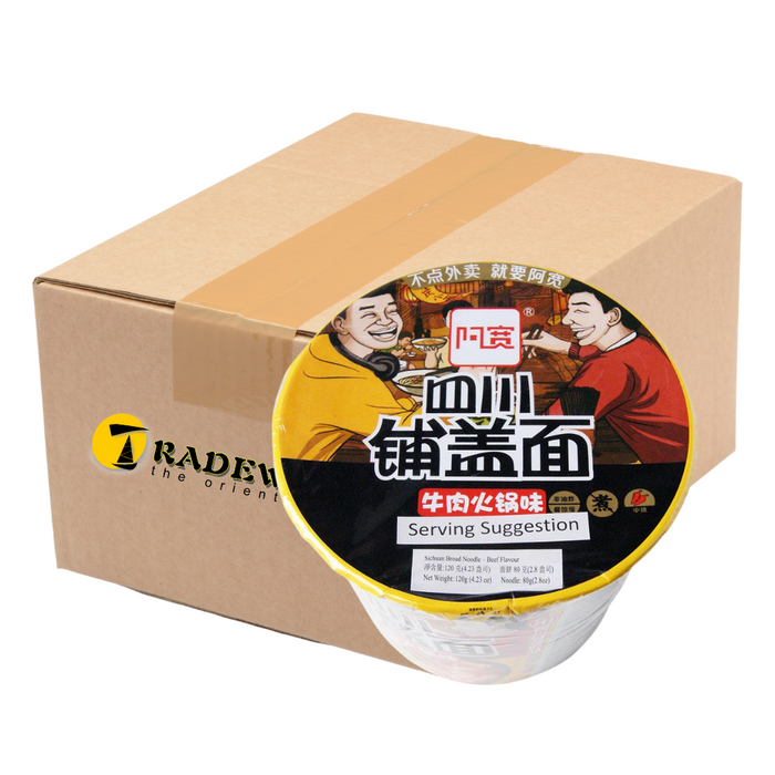 Bai Jia Sichuan Broad Instant Noodle Bowl Beef Flavour - 12x120g