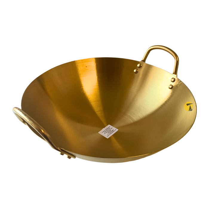 Brass Double Handle Wok - 34cm