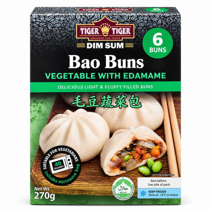 Tiger Tiger Bao Buns (6 Buns) Vegetable with Edamame - 270g [FROZEN]