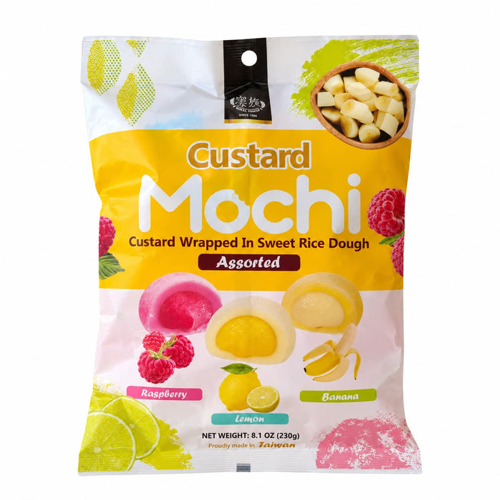 Royal Family Assorted Custard Mochi (Raspberry, Lemon & Banana) - 230g