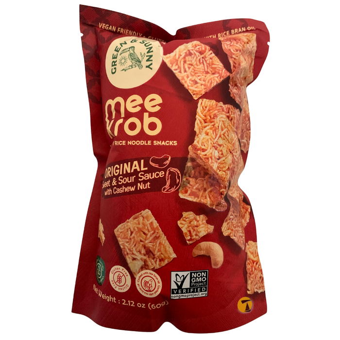 Green & Sunny Mee Krob Rice Noodle Snack - Sweet & Sour with Cashew Nut - 60g