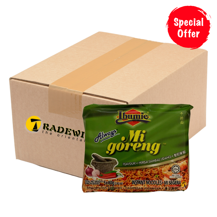 Ibumie Mi Goreng Sambal Udang (Spicy Shrimp) Instant Noodles - 12x(5x80g)