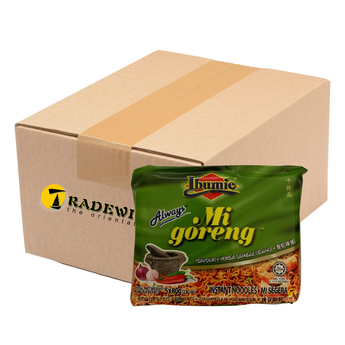 Ibumie Mi Goreng Sambal Udang (Spicy Shrimp) Instant Noodles - 12x(5x80g)