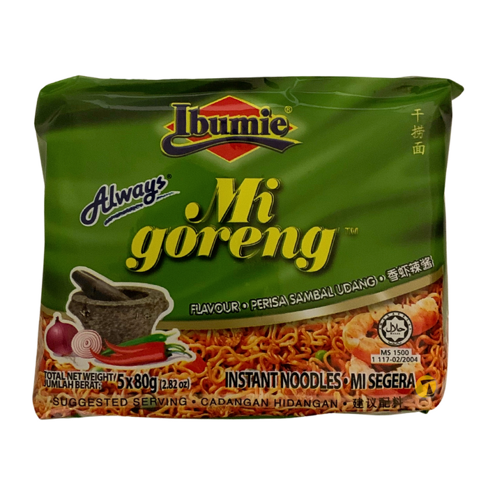 Ibumie Mi Goreng Sambal Udang (Spicy Shrimp) Instant Noodles  - 5x80g