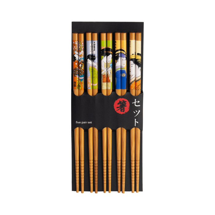 Japanese Chopsticks Geisha Design - 5 Pairs