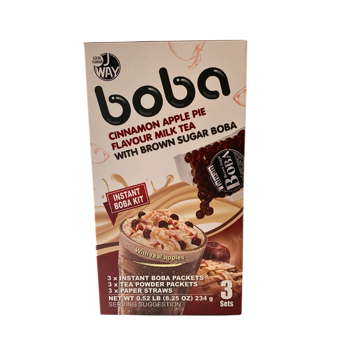 J-Way Boba Cinnamon Apple Pie Flavour Milk Tea with Brown Sugar Boba (3 sets) - 234g