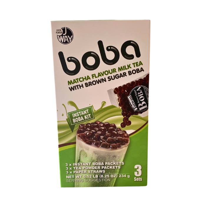 J-Way Boba Matcha Flavour Milk Tea with Brown Sugar Boba (3 sets) - 234g