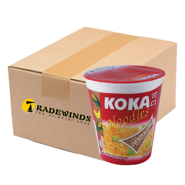 Koka Cup Noodles - Chicken & Corn Flavour - 12 Cups