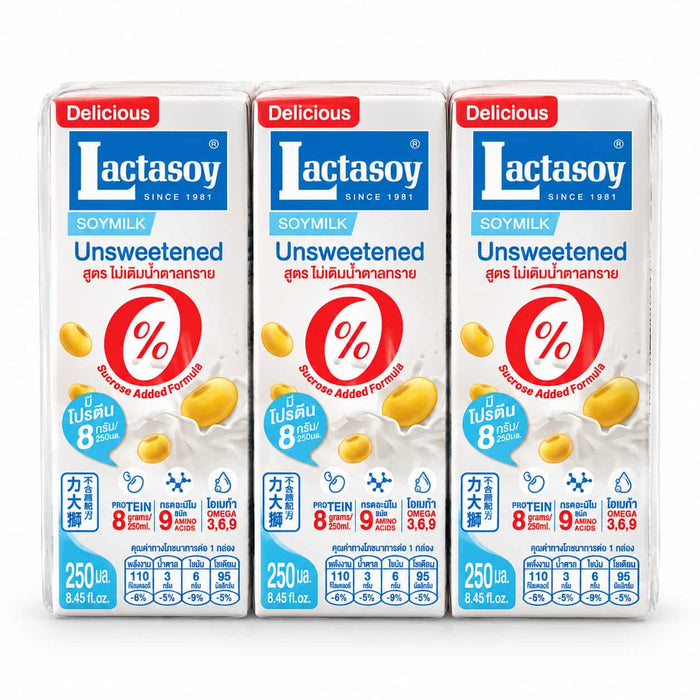 Lactasoy Unsweetened Soya Milk - 6x250ml