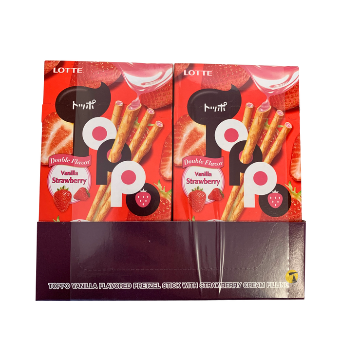 Lotte Toppo Vanilla and Strawberry Filled Sticks - 10x40g