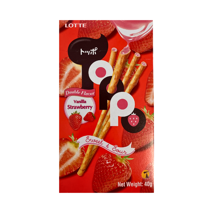 Lotte Toppo Vanilla and Strawberry Filled Sticks - 40g