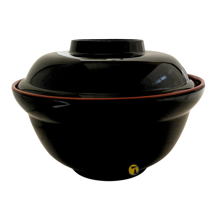 Melamine Black & Red Noodle Bowl with Lid - 15cm
