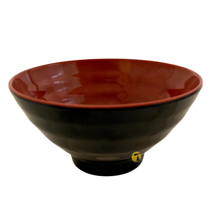 Melamine Black & Red Soup Textured Bowl - 12cm