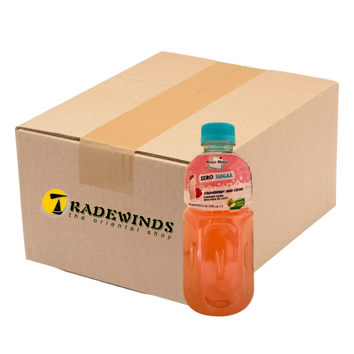 Mogu Mogu Zero Sugar Strawberry & Cream Flavoured Drink with Nata de Coco - 24x320ml