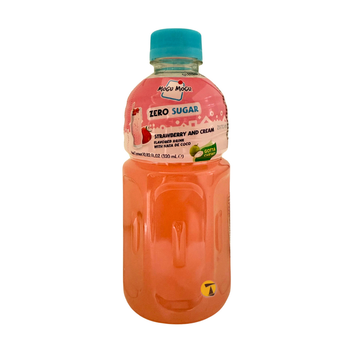 Mogu Mogu Zero Sugar Strawberry & Cream Flavoured Drink with Nata de Coco - 320ml