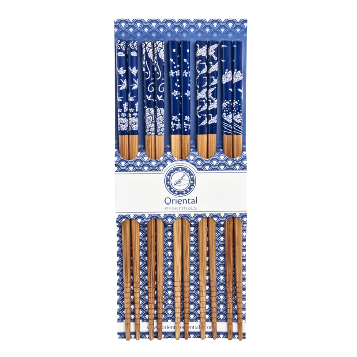 Japanese Chopsticks Blue Mosaic Design - 5 Pairs