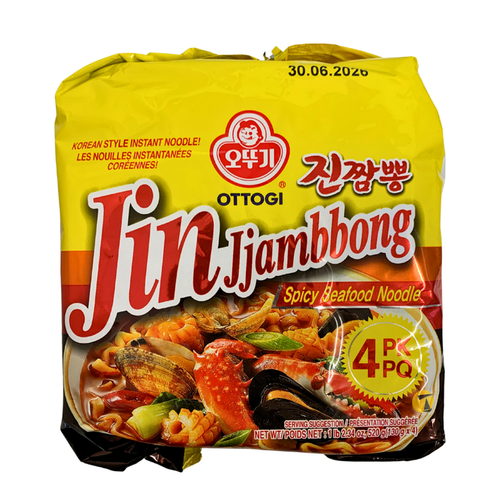 Ottogi Jin Jjambbong Spicy Seafood Instant Noodles - 4x130g