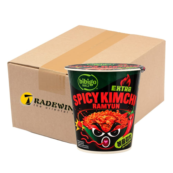 Bibigo Kimchi Ramyun Extra Spicy Stir-Fried Cup Noodles - 8x98g