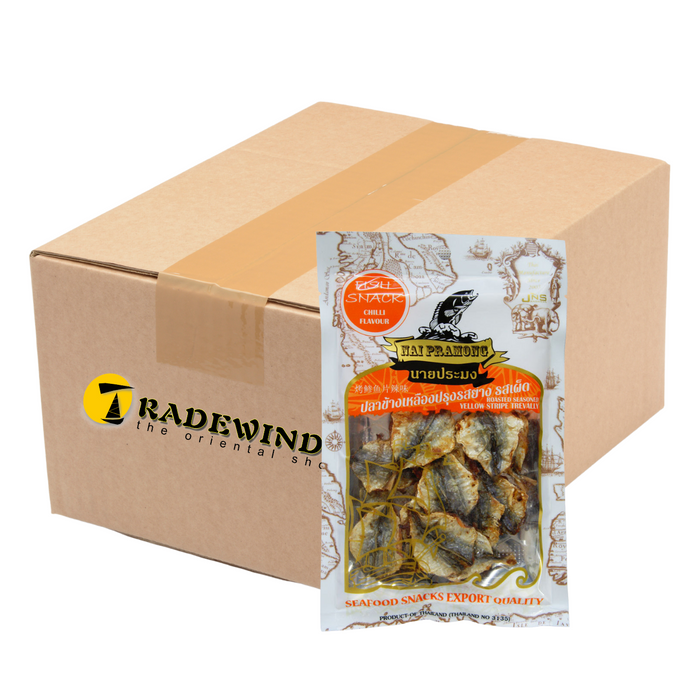 Nai Pramong Chilli Flavour Roasted Seasoned Yellow Stripe Trevally Fish Snack - 36x40g