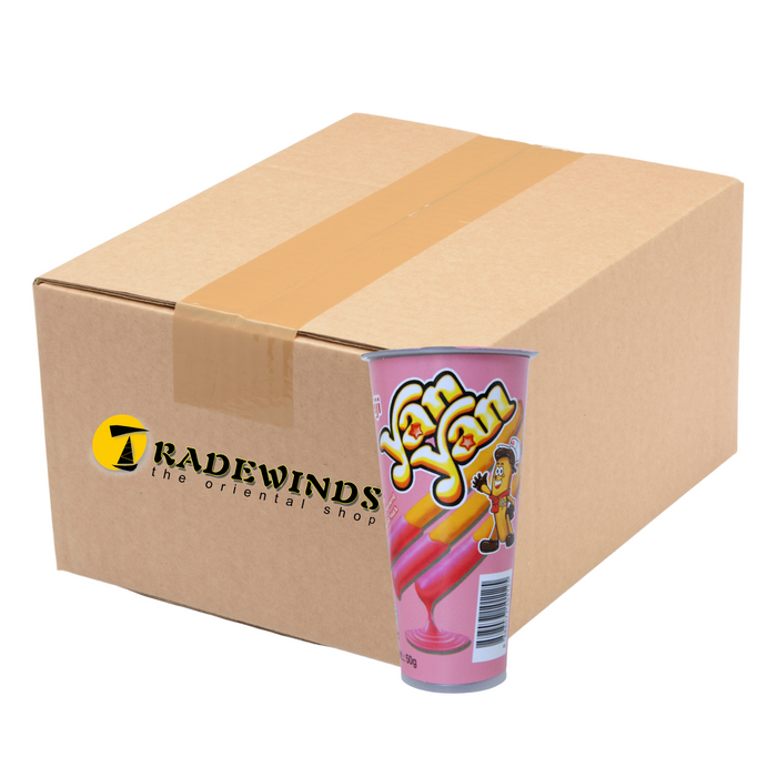 Meiji Yan Yan Creamy Strawberry Flavoured Dip Biscuit Snack - 10x50g