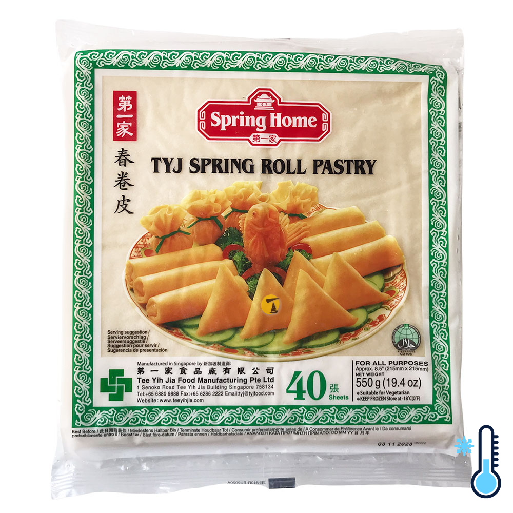 Spring Home TYJ Spring Roll Pastry 8 5 40 Sheets 550g FROZEN   SpringHomeTYJSpringRollPastry8.5  40Sheets  550g 1200x1200 