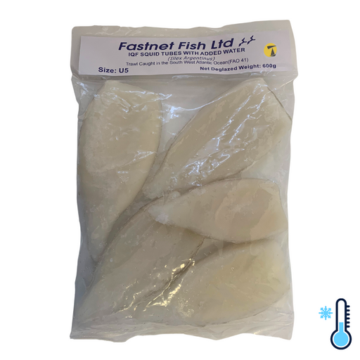 Squid Tubes IQF, Tip on, Wing off (U5) - 600g [FROZEN]