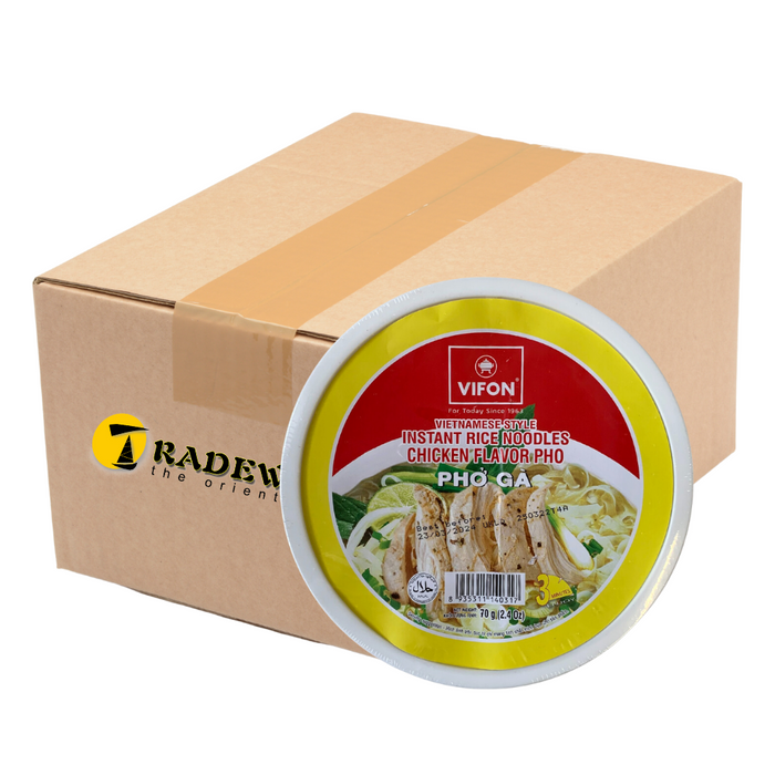 Vifon Vietnamese Instant Rice Noodle Bowl Pho Ga Chicken Flavour - 12x60g