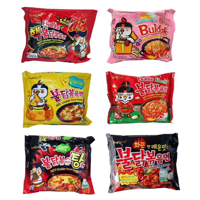 Samyang Buldak Spicy Ramen Noodles Challenge Assorted Box (Pack of 6)