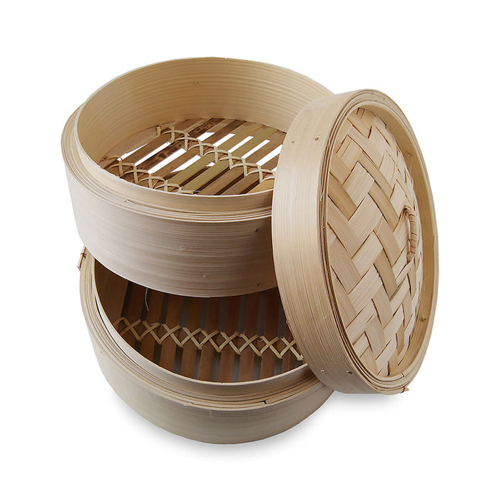 2 Tier Bamboo Steamer with Lid - 9" (23cm) Diameter