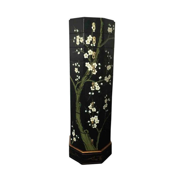 Black Lacquer Octagonal Pedestal - Blossom Design