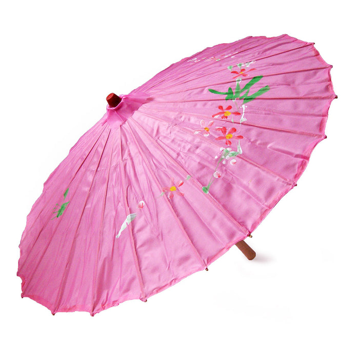 Chinese Floral Cloth Parasol - Pink
