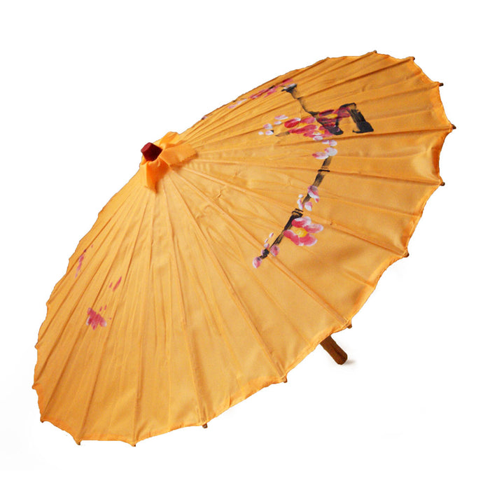 Chinese Floral Cloth Parasol - Yellow