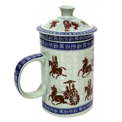Three Piece Chinese Tea Infuser Mug - Chinese Horseman Design