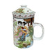 Three Piece Chinese Tea Infuser Mug - Ladies & Cranes Design