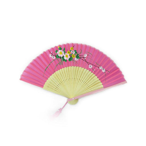 Chinese Pink Cotton Fan - Floral Design