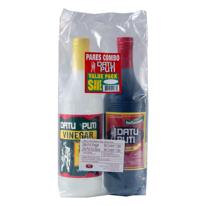 Datu Puti Brand Twin Value Pack Sukang Maasim Vinegar & Soy Sauce - 1L Each